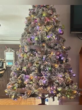 8’ Frosted Multicolor LED Lighted Artificial Christmas Tree